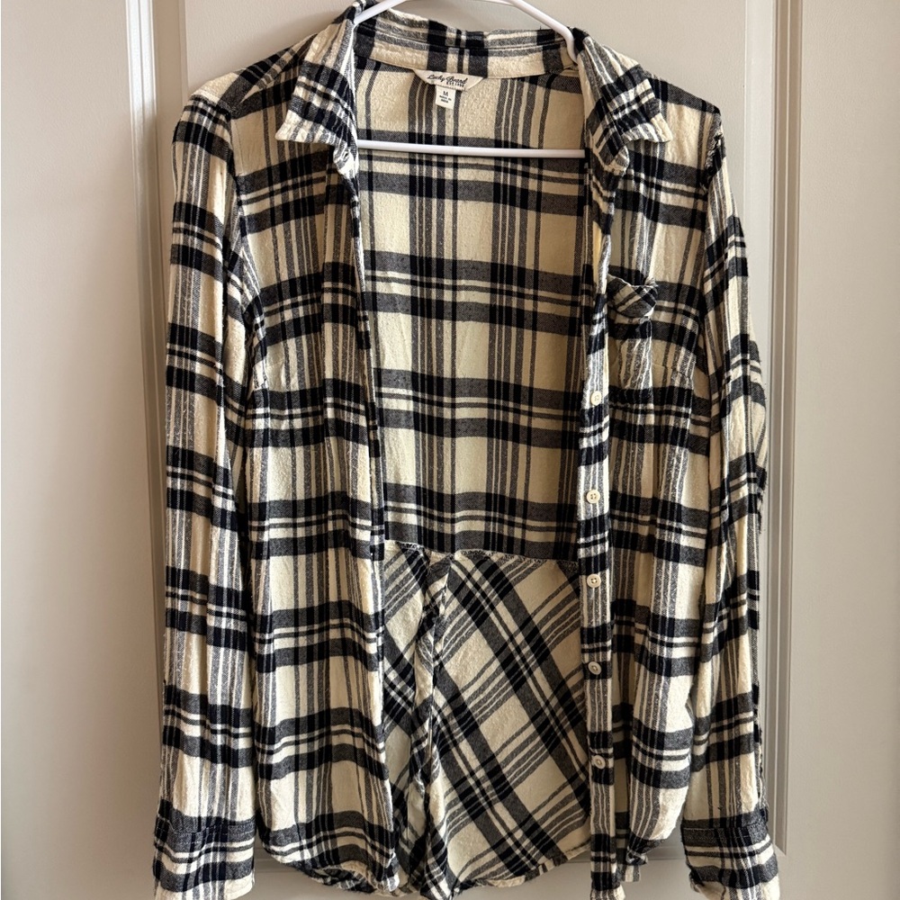 Lucky Brand Black and Cream Checkered Shirt